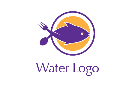 spoon fork and fish in circle restaurant logo