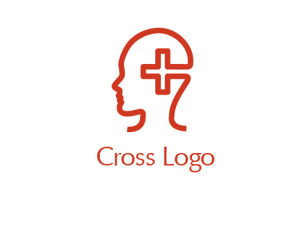 cross inside human head medical logo