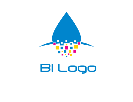 drop and pixels printing logo