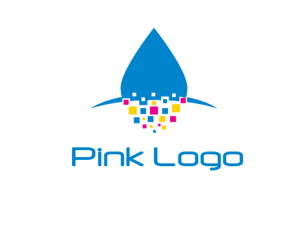 drop and pixels printing logo