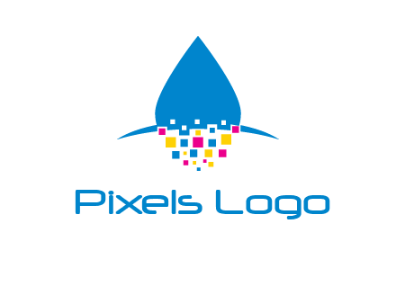 drop and pixels printing logo