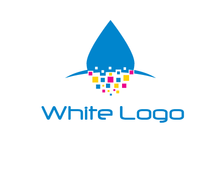 drop and pixels printing logo