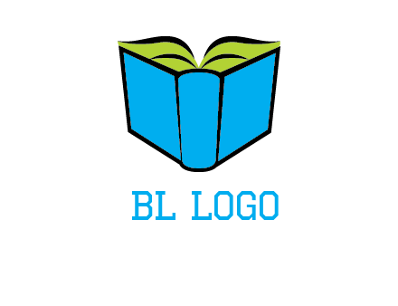 tilted open hardcover book logo