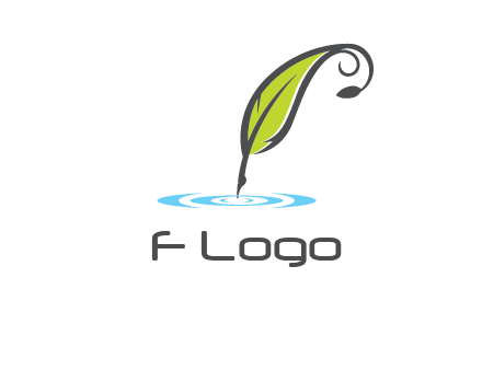 green quill poised on flat circle logo