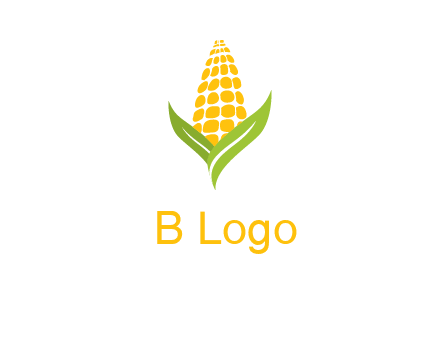 corn on the cob with leaves agriculture logo