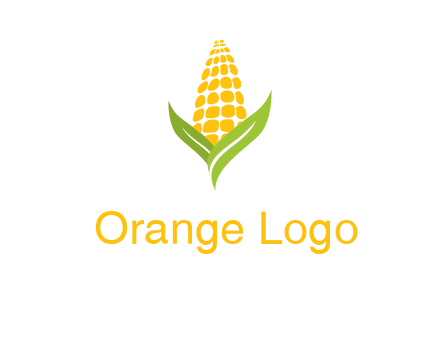 corn on the cob with leaves agriculture logo