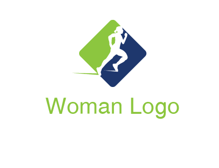 woman running in square fitness logo