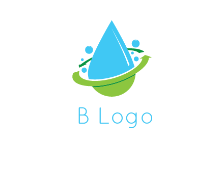 arrows and bubbles around water droplet cleaning logo