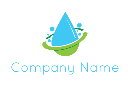 arrows and bubbles around water droplet cleaning logo