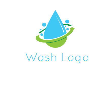 arrows and bubbles around water droplet cleaning logo