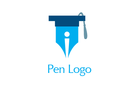 pen nib with scholarship hat education logo