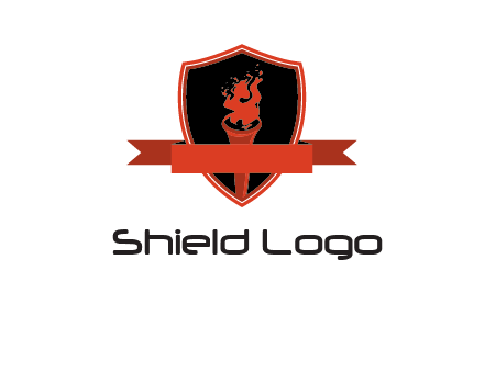 torch shield badge sports logo