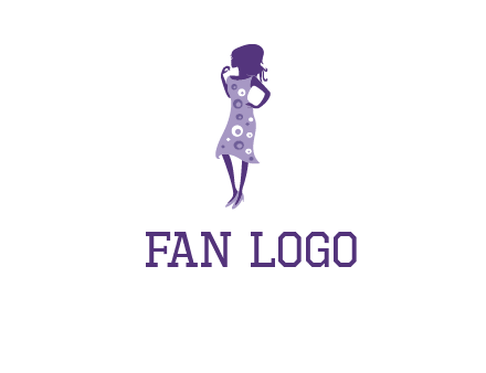 woman in a purple sleeveless dress logo