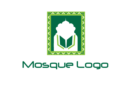 Islamic logo showcasing the Holy Quran and the outline of a mosque