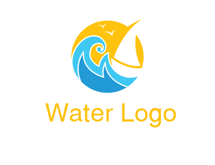 sail boat on a rough sea logo