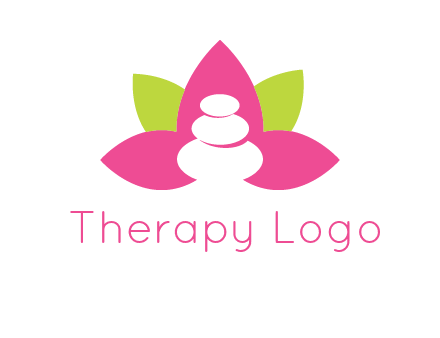 spa logo with hot stones inside leaves or lotus