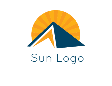 sunset behind pyramid logo