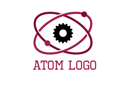 atom orbit with a gear at the center