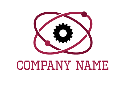 atom orbit with a gear at the center
