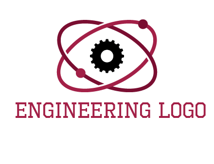 atom orbit with a gear at the center