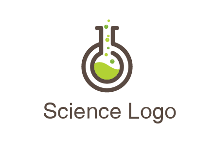 laboratory flask with green liquid and bubbles logo