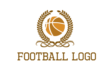 basketball inside a wreath logo