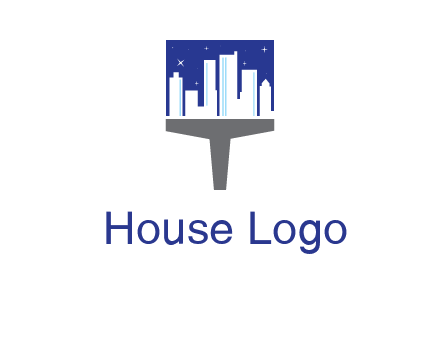 city skyline on a paintbrush icon