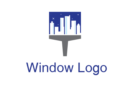 city skyline on a paintbrush icon