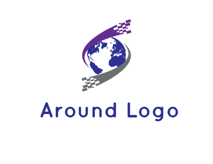 IT swoosh around world logo