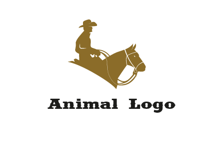 cow boy and horse logo