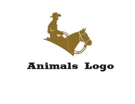 cow boy and horse logo