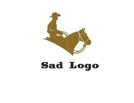 cow boy and horse logo