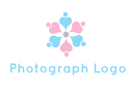 hearts and dots crating a flower logo