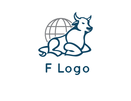 bull in front of globe logo