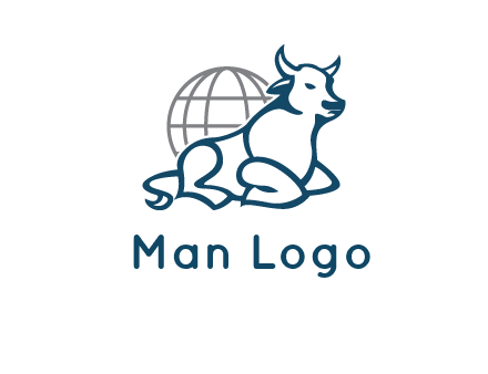 bull in front of globe logo