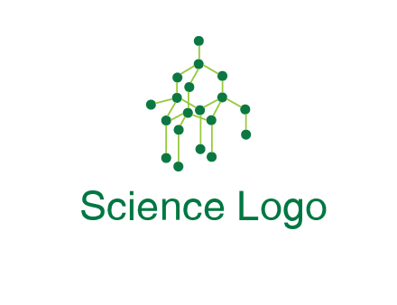 science or nuclear development logo with molecules logo