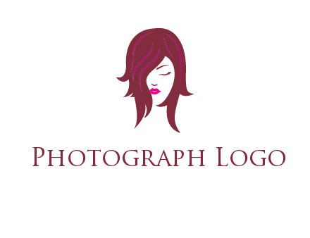 woman with closed eyes, red hair and pink lowlights logo