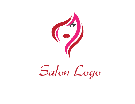 pink and red logo showing the face of a woman