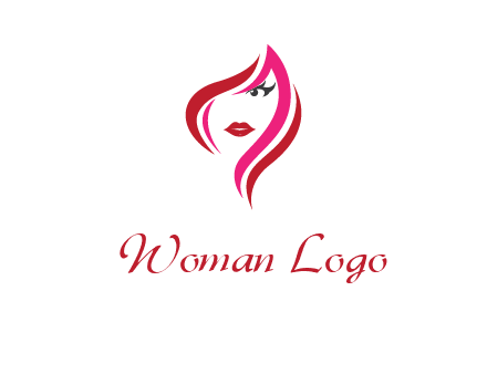 pink and red logo showing the face of a woman