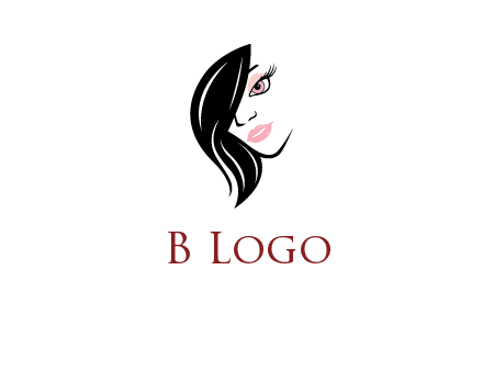 hair bangs covering half face of a woman logo