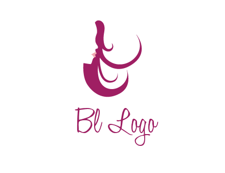 lips and hair of a woman logo