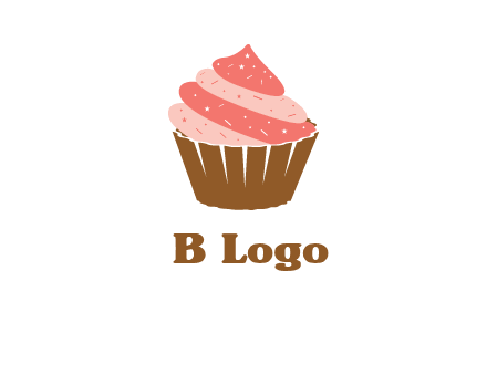 cupcake with icing and sprinkles logo