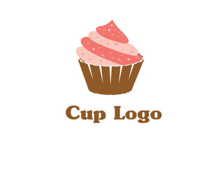 cupcake with icing and sprinkles logo