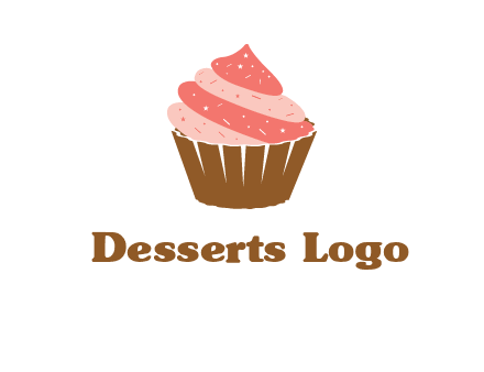 cupcake with icing and sprinkles logo