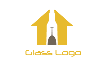 upside down wine glass in bottle inside home logo