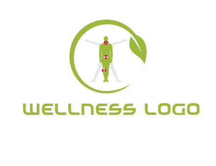 man inside leaf or sprout logo