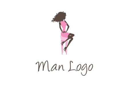 woman sitting on stool logo