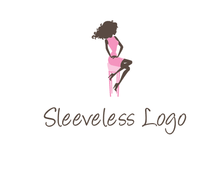 woman sitting on stool logo