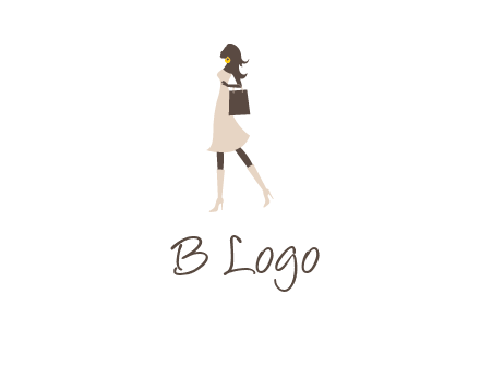 woman with purse and thigh high boots logo