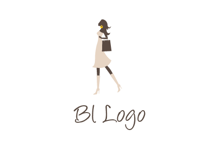 woman with purse and thigh high boots logo